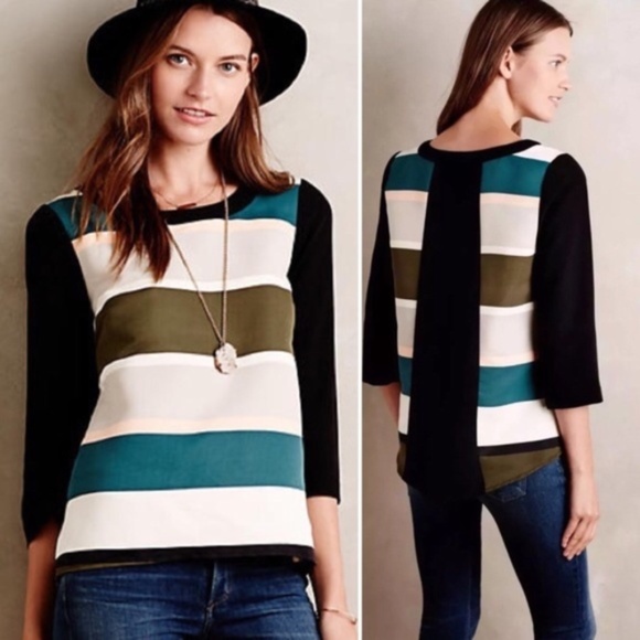 Anthropologie Tops - Troubadour Striped Hi Low Blouse
